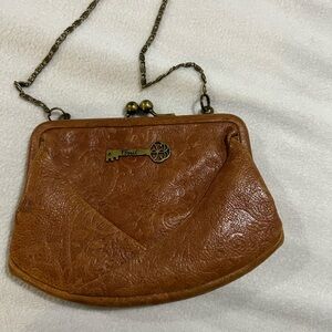 Fossil Brown Leather mini bag with Kiss-Lock Closure